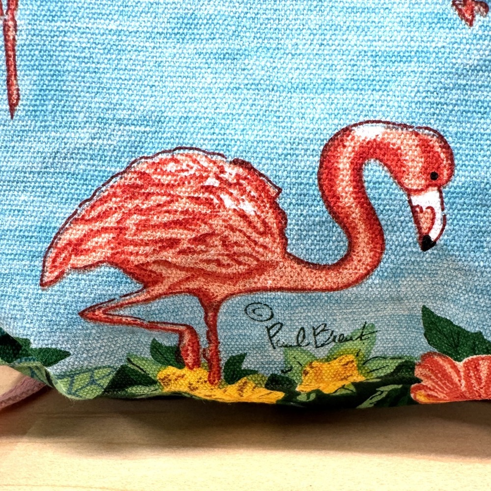 Paul Brent Coastal Life Tropical Flamingos Canvas Small Tote Crossbody Bag Zip - Picture 5 of 12